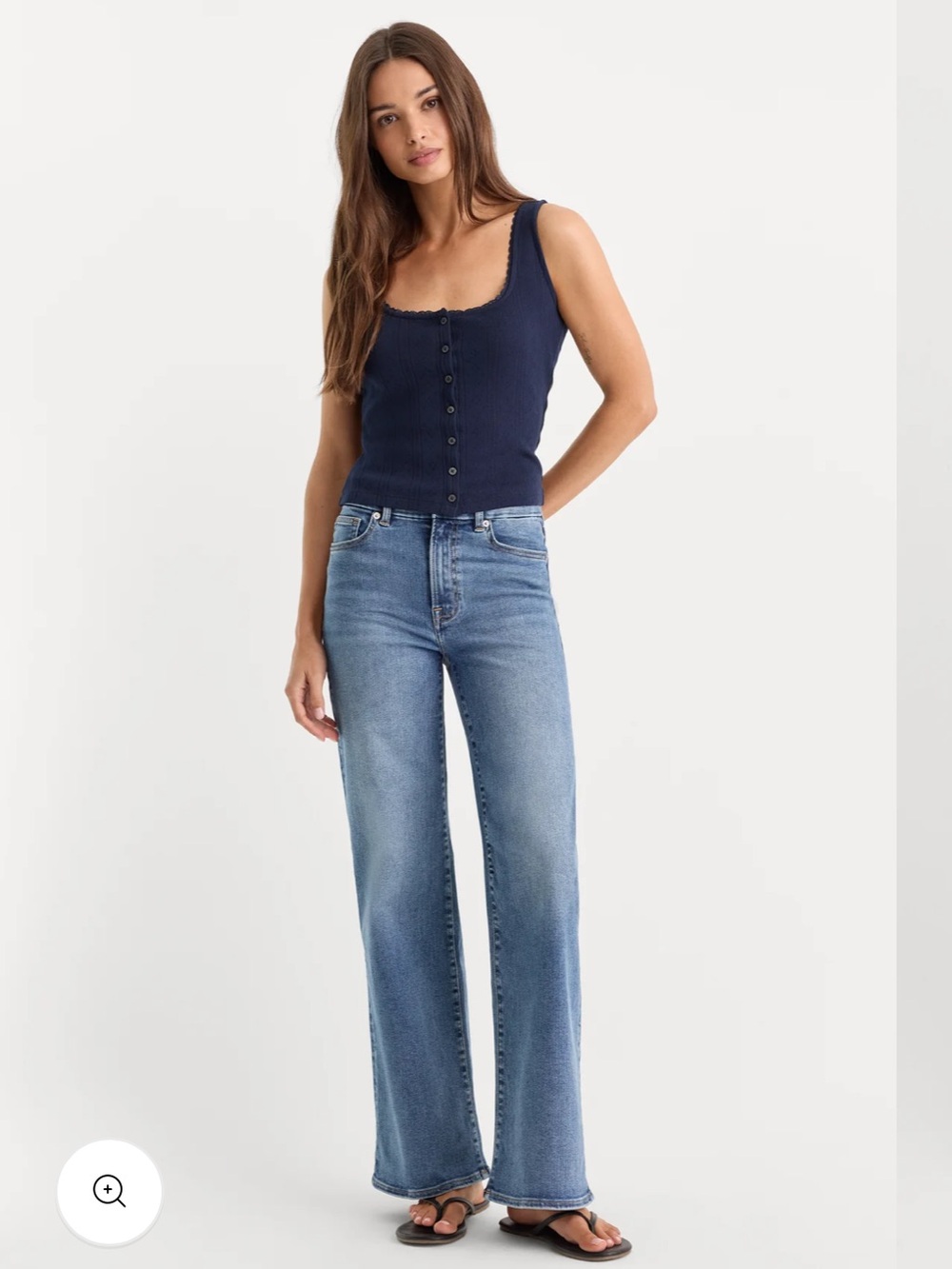 Good American Slim Palazzo High-Rise Wide Leg Always Fits Blue Denim Jeans